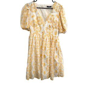 Shein Womens Embroidered Yellow Floral Dress Size S
